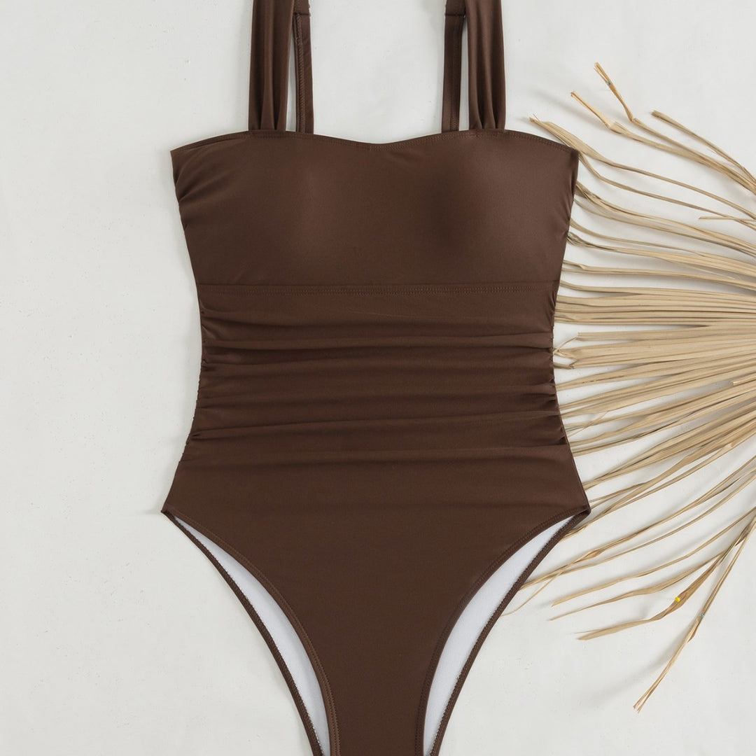 Damen Sportlicher Einteiler Badeanzug mit Rüschendetails Drune
