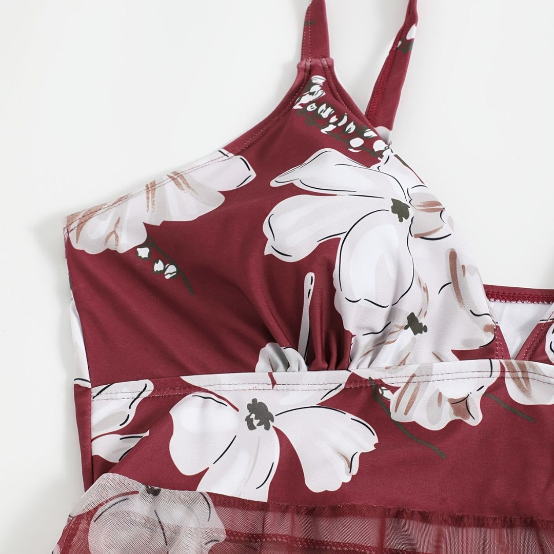 Damen Strandkleid mit floralem Überwurf Drune