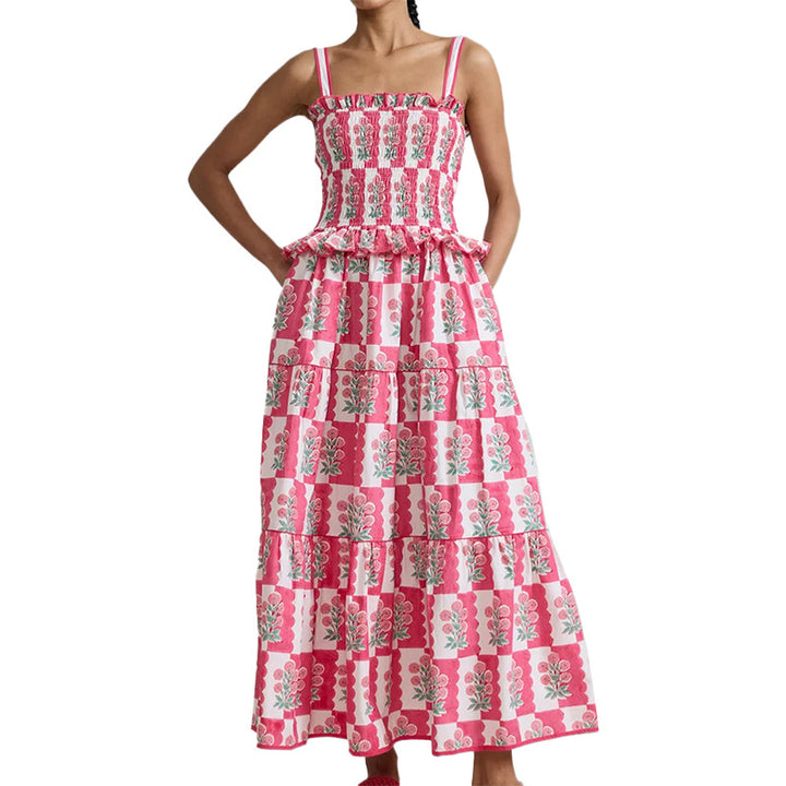 Damen maxikleid mit raffiniertem Blütenmuster Drune