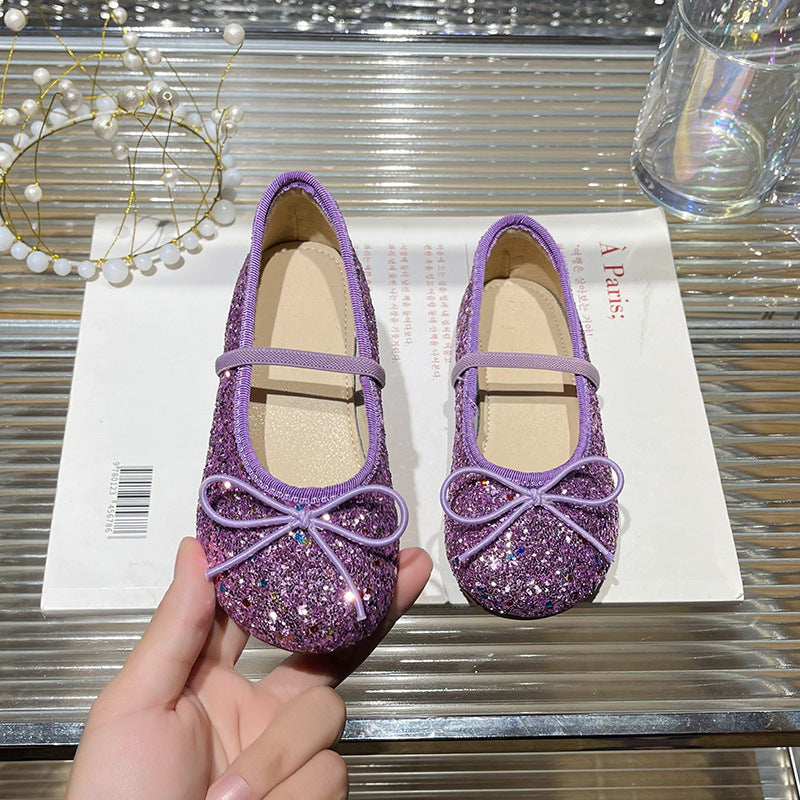 Mädchen Glitzernde Ballerinas mit dekorativer Schleifenverzierung Drune