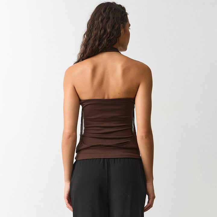 Damen Verspielt drapiertes Haltertop Drune
