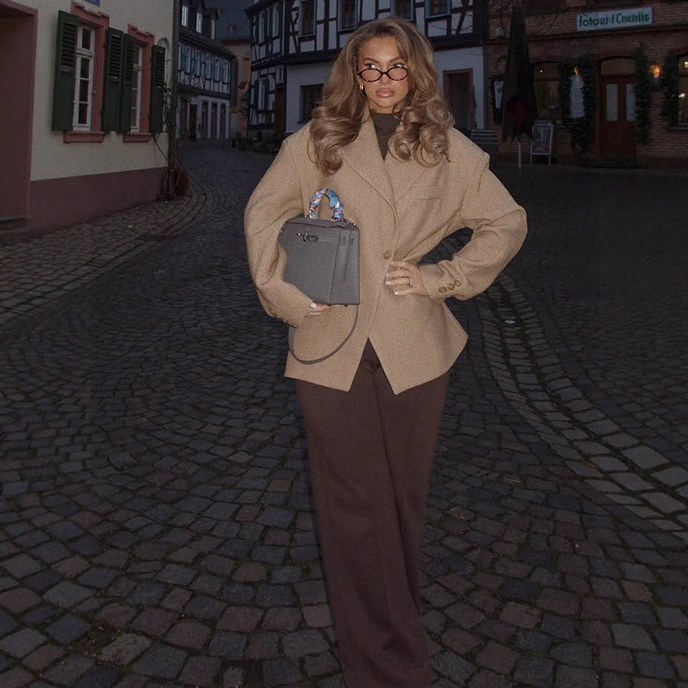 Damen Oversize Blazer mit strukturiertem Stoff Drune
