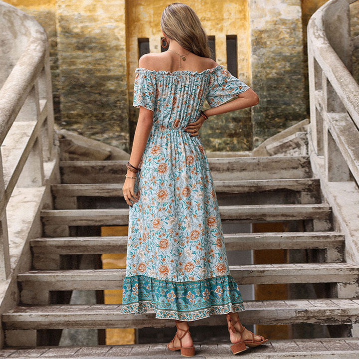 Damen Maxikleid mit off-Shoulder-Ausschnitt und floralem Muster Drune