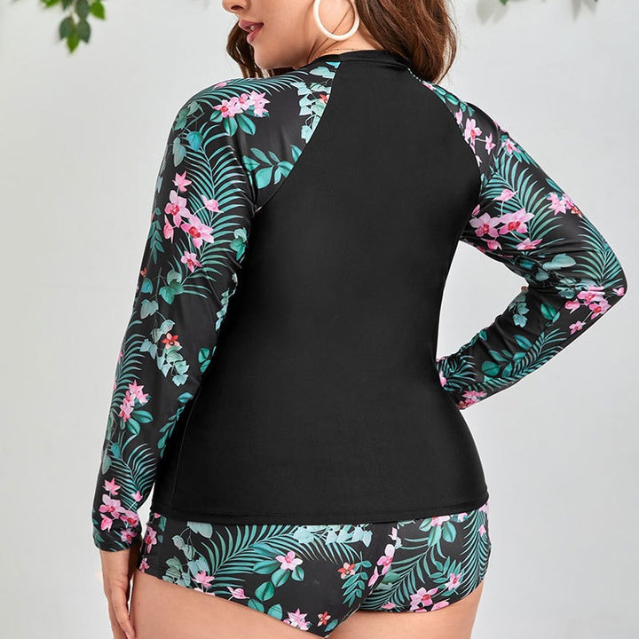 Damen Sportliche Bademode mit langen Ärmeln und floralem Design Drune