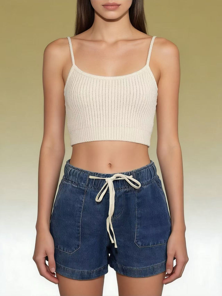 Damen Legere Denim-Shorts mit elastischem Bund Drune