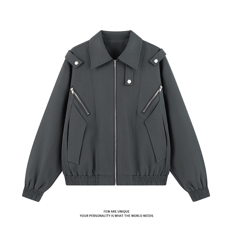 Damen stylische Windjacke mit funktionalen Reißverschlusstaschen und elastischen Bündchen Drune