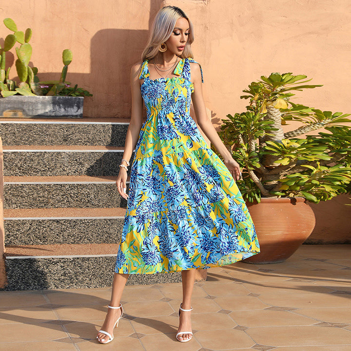 Damen Sommerliches Maxikleid mit verspielt geschnittenem Rock Drune