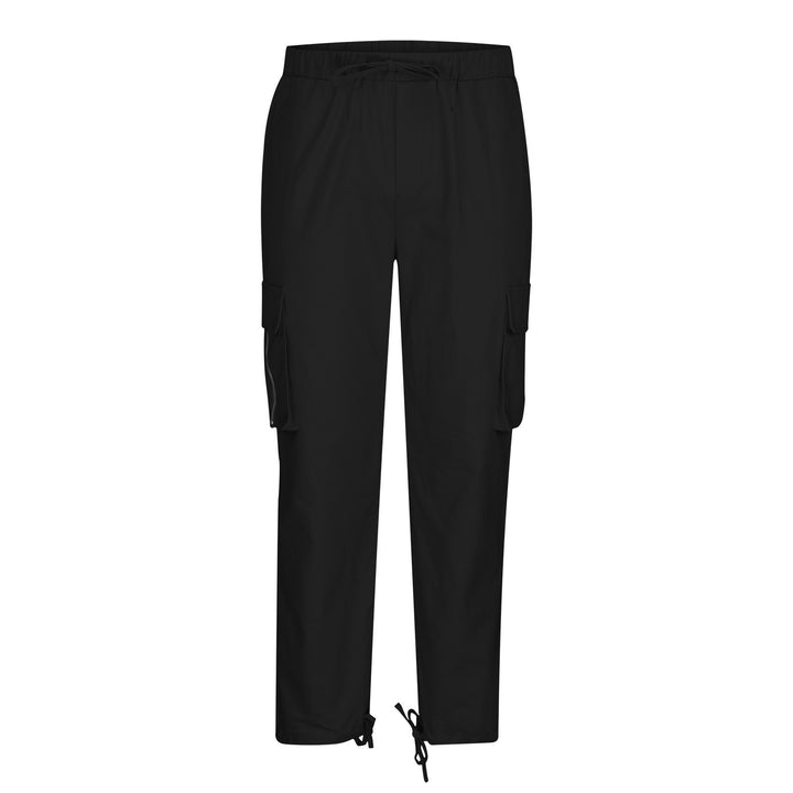 Damen nan lässige Cargo-Hose mit elastischem Kordelzugbund, Klappentaschen und verstellbaren Knöchelschnüren Drune