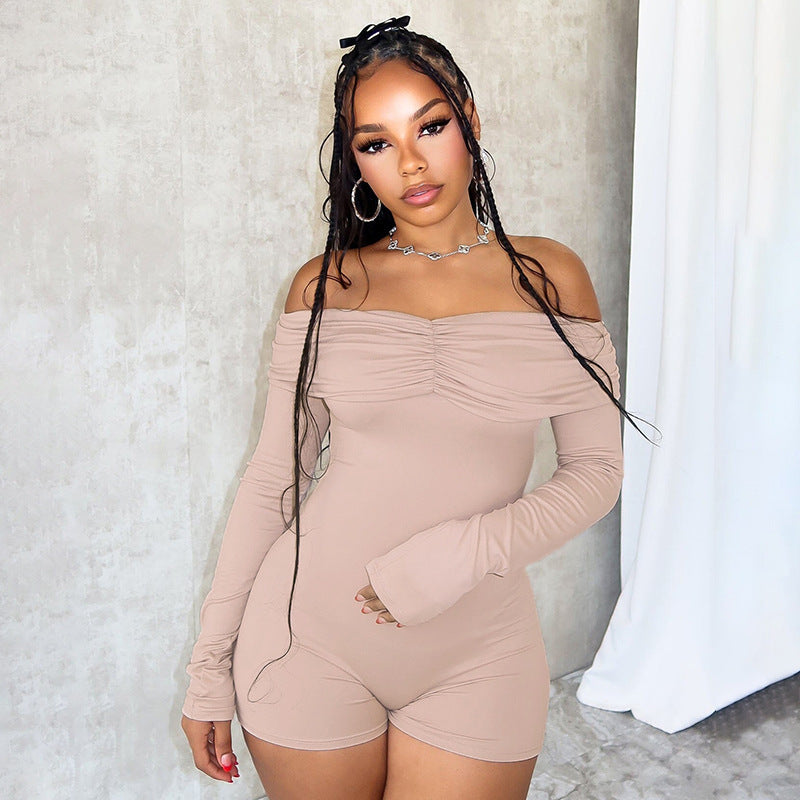 Damen Off-Shoulder Bodysuit mit langen Ärmeln Drune