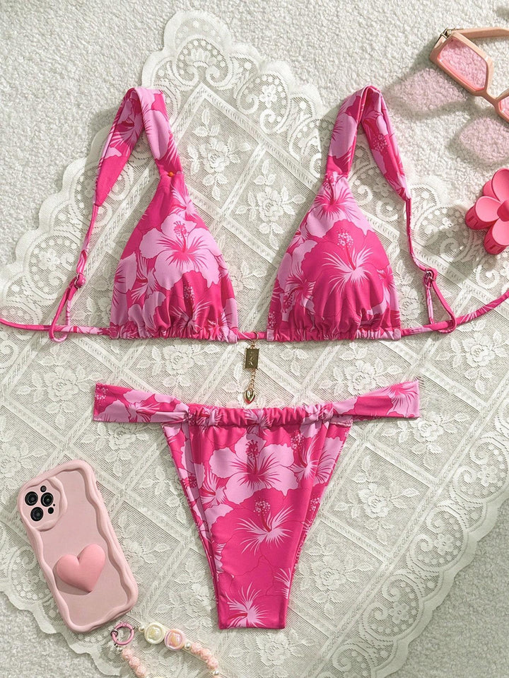 Damen Triangel-Bikini mit verspieltem Mustermix Drune