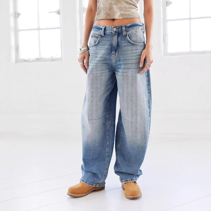 Damen weit geschnittene Jeans im lässigen Stil mit modischen Details Drune