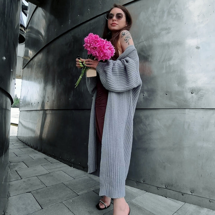 Damen luftiger Strickcardigan mit weit geschnittenen Ärmeln Drune