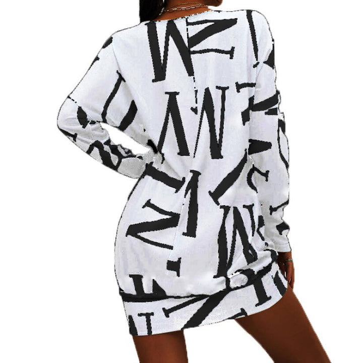 Damen Casual Minikleid mit grafischem Print und langen Ärmeln Drune