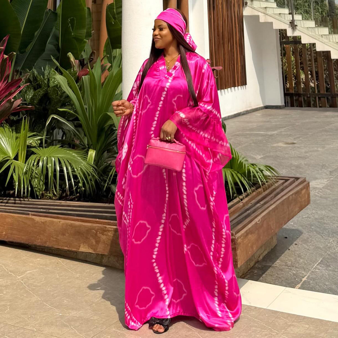 Damen Kaftan mit modischem Batikmuster und weiten Ärmeln Drune