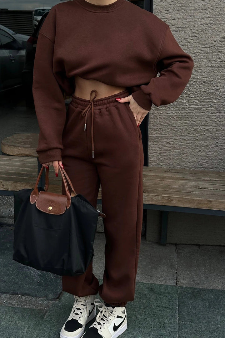 Damen lässiges Sweatshirt und Jogginghose Set Drune