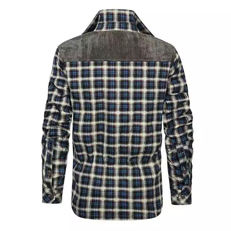 Herren warme Flanellhemdjacke mit gefütterten Taschen Drune