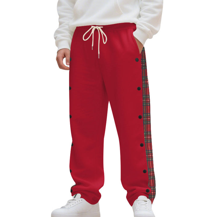 Herren nan Sweatpants mit seitlichem Karostreifen, Druckknopfleiste und Kordelzug Drune