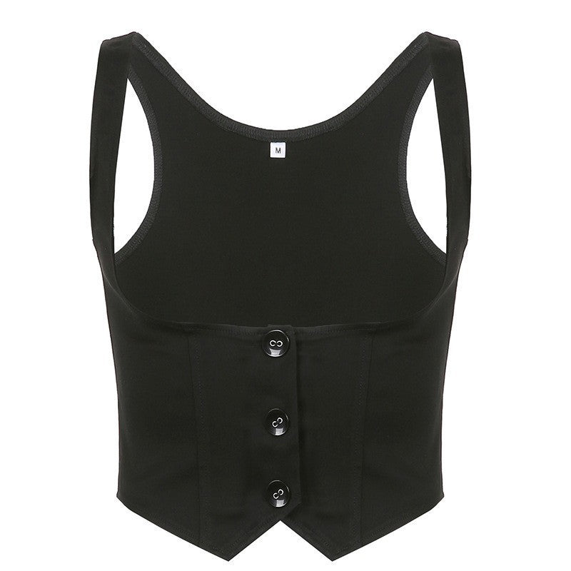 Damen elegante Corsage mit Knopfdetails und tailliertem Schnitt Drune