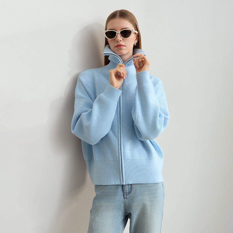 Damen modischer Oversize-Pullover mit Kapuze und Reißverschluss Drune