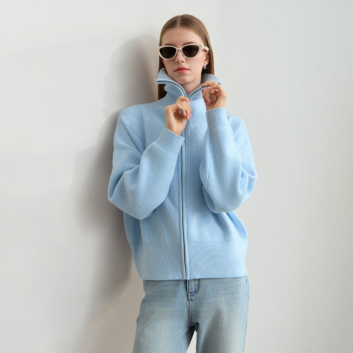 Damen modischer Oversize-Pullover mit Kapuze und Reißverschluss Drune
