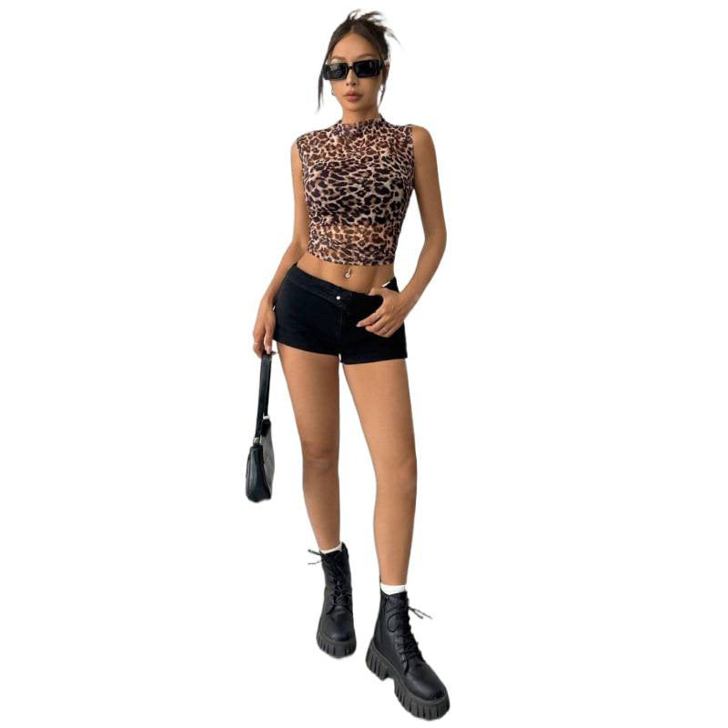 Damen figurbetontes Tiermuster-Top aus leichtem Jersey Drune