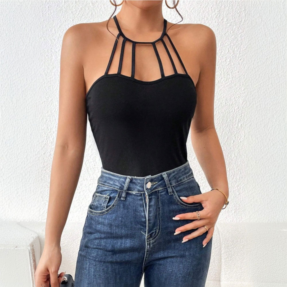 Damen Body mit elegantem Cut-Out-Design und modischen Trägerschlaufen Drune