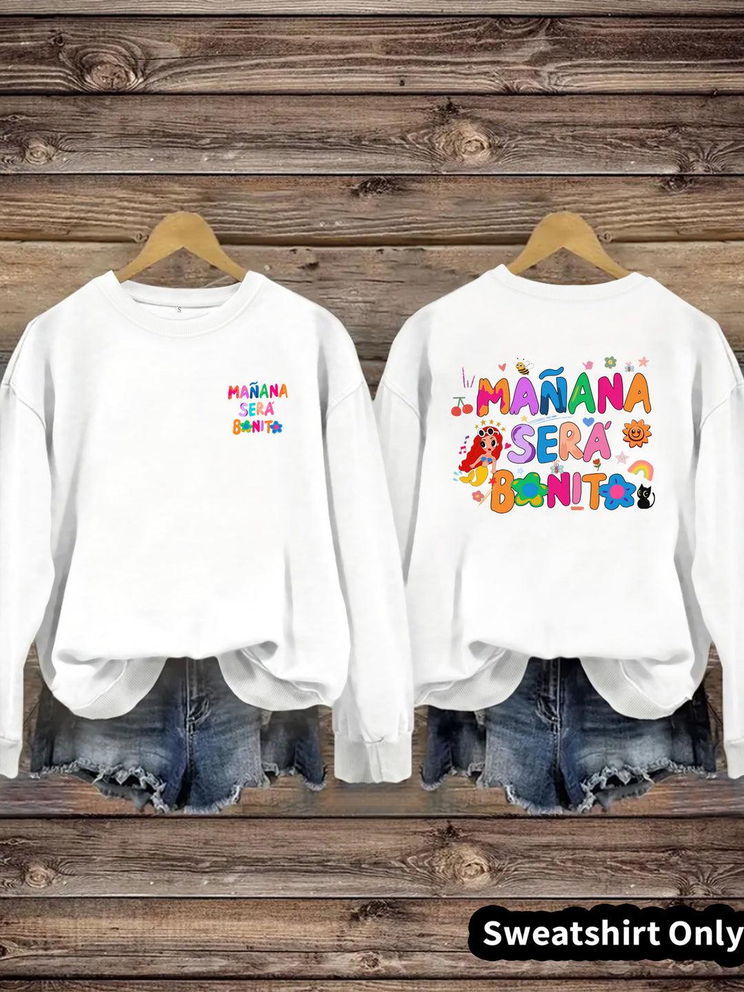 Damen Sweatshirt mit Verspielt Farbigen Aufdruck und Lässigem Schnitt Drune