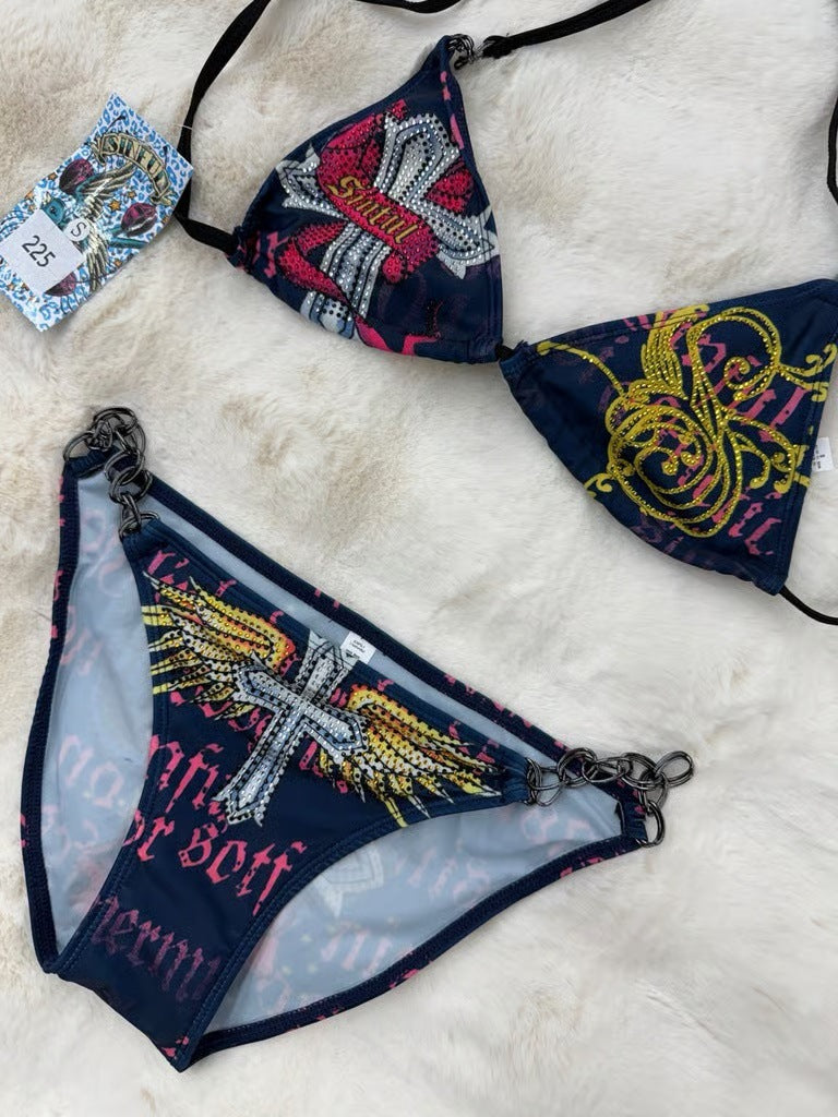 Damen Triangel-Bikini mit kreativem Muster Drune