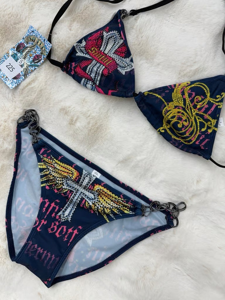 Damen Triangel-Bikini mit kreativem Muster Drune