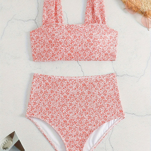 Damen Hochtailliertes Bikiniset mit floralem Muster Drune