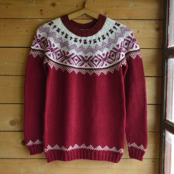 Damen nan Norwegerpullover aus Wollmix mit Rundhalsausschnitt und traditionellem Fair-Isle-Yoke Drune