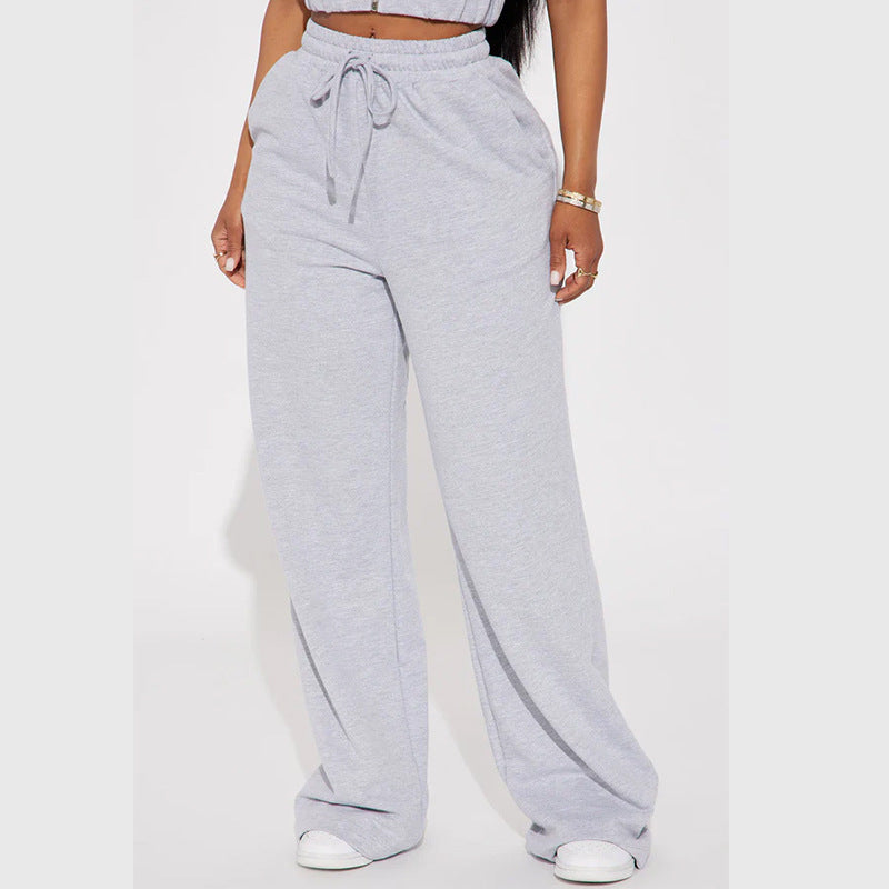Damen weite Sweatpants mit elastischem Bund und Kordelzug Drune