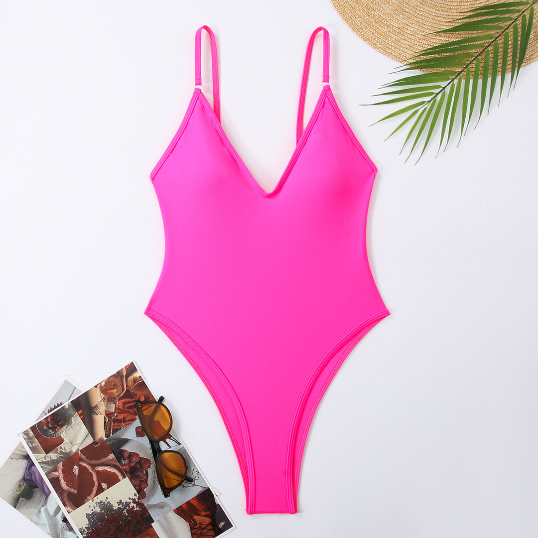 Damen Designer Badeanzug mit elegantem V-Ausschnitt Drune