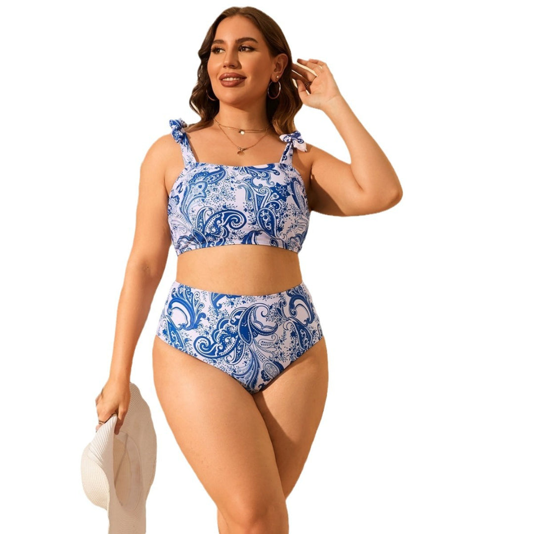 Damen Hochgeschnittenes Bikini-Set mit verspielt-kariertem Design Drune