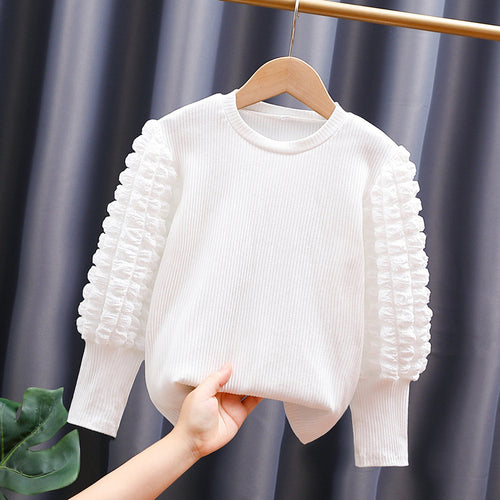 Damen modischer Pullover mit voluminösen Rüschärmeln Drune