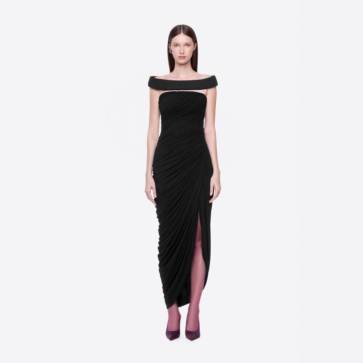 Damen Elegantes Cleopatra-Kleid mit tiefem Ausschnitt und drapiertem Rock Drune