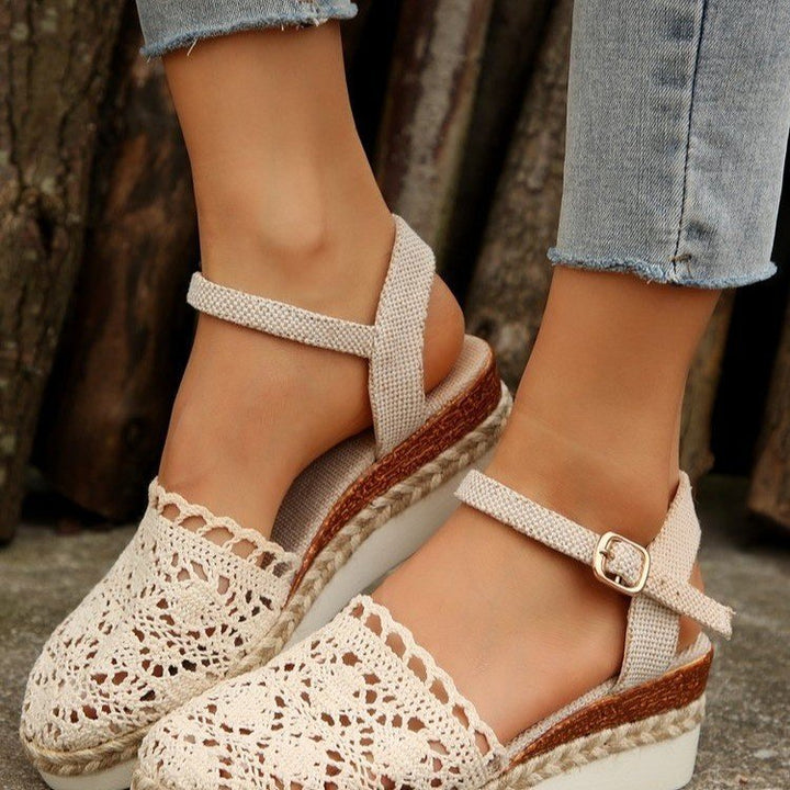Damen Espadrilles mit filigraner Häkel-Optik und komfortablem Fußbett Drune