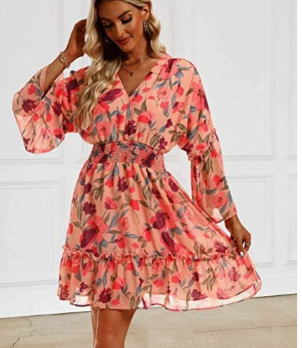 Damen Freizeitkleid mit luftiger Silhouette und floralem Design Drune