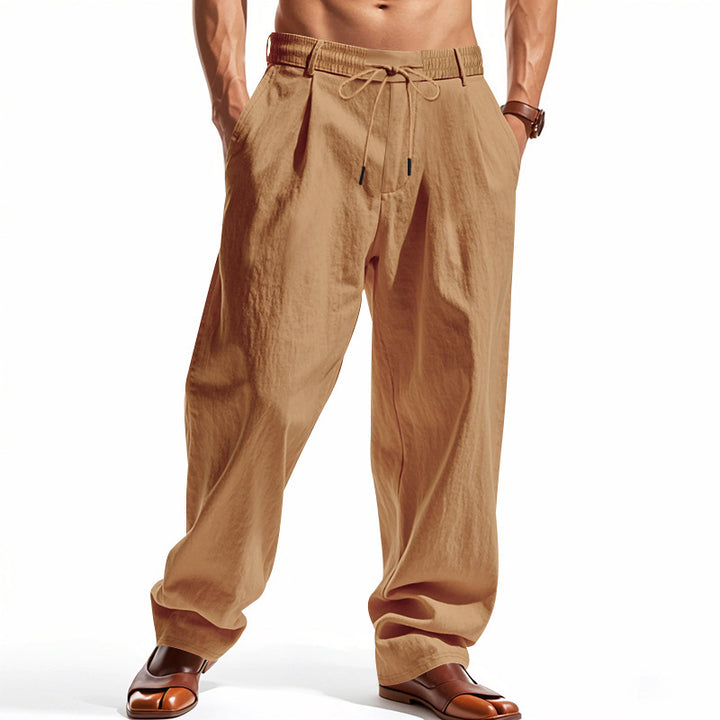 Herren elegante und lockere Freizeithose mit elastischem Bund und praktischen Taschen Drune