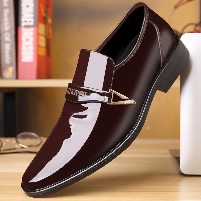 Herren Elegante Patentleder Slipper Drune
