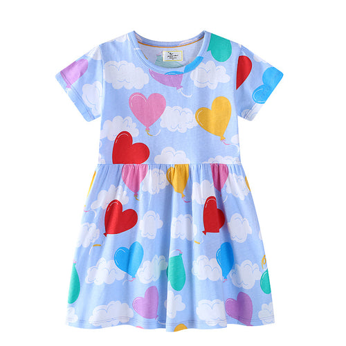 Mädchen Freizeitkleid mit fröhlichem Herz- und Ballonmotiv Drune