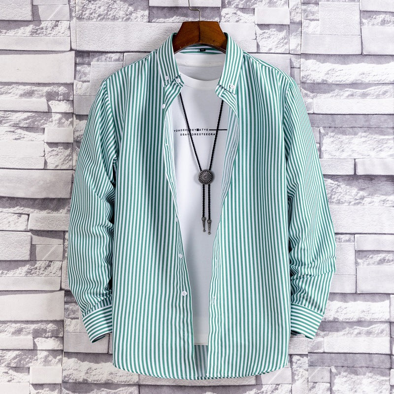 Herren nan lässige Hemdjacke aus leichter Baumwollmischung mit Button-Down-Kragen Drune