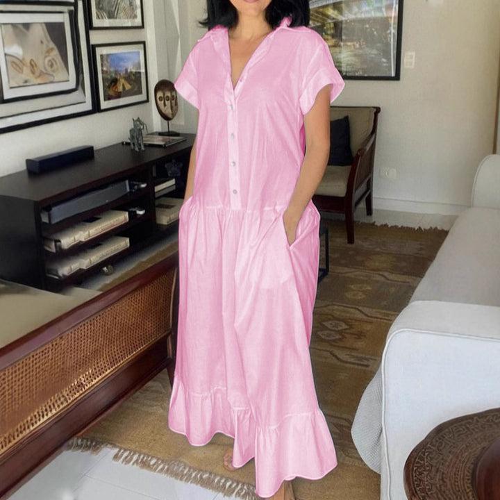 Damen Maxikleid mit Knopfleiste und praktischen Taschen Drune