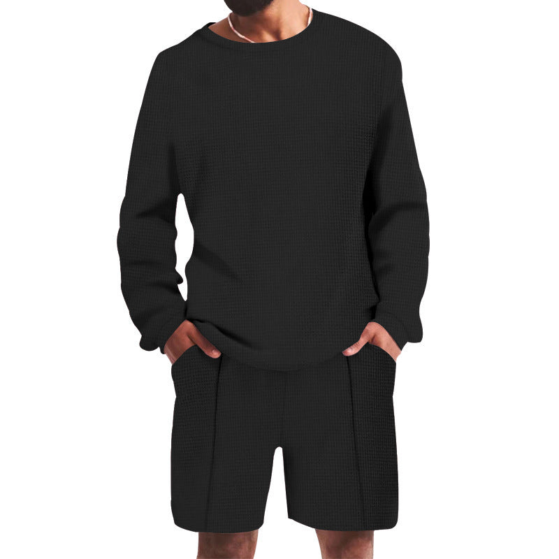 Herren lässiges Sweatshirt- und Shorts-Set mit strukturiertem Design Drune