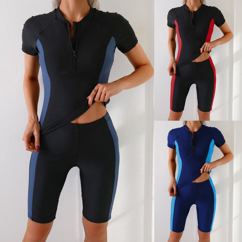 Damen Sportliches Kurzarm-Schwimmanzug Drune