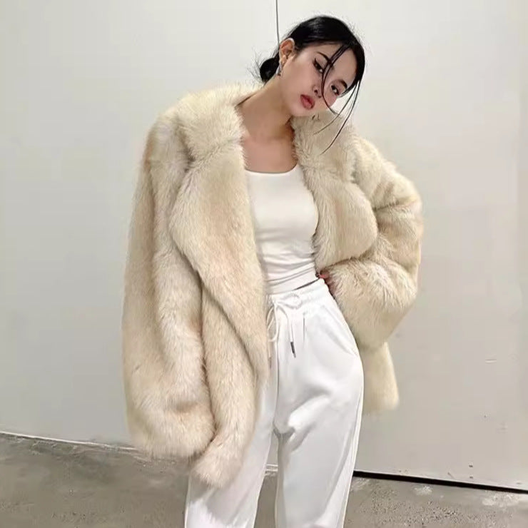 Damen Oversized Plüschjacke mit weit ausgestellten Ärmeln Drune