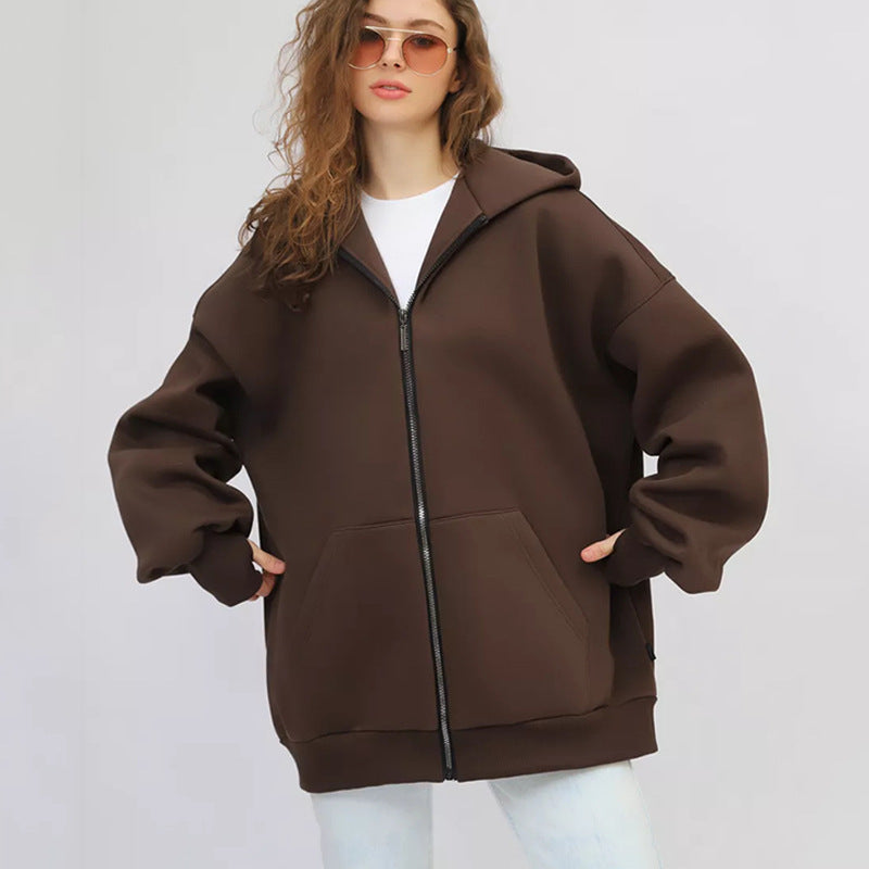 Damen Oversized Kapuzenjacke mit hohen Bündchen und praktischem Reißverschluss Drune