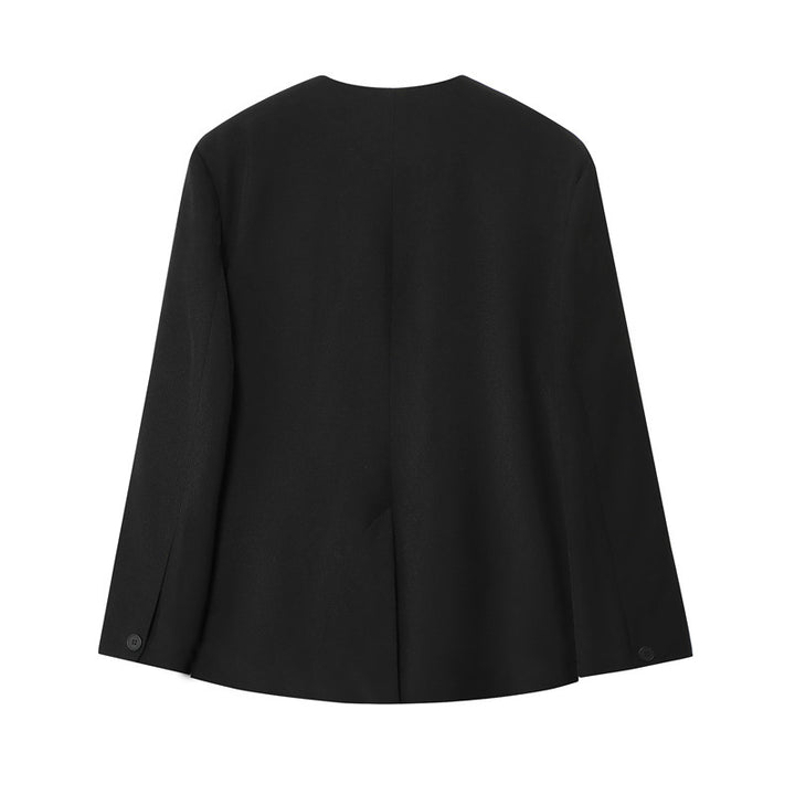 Damen elegante Wickelblazerjacke mit taillierbarem Satin-Gürtel Drune