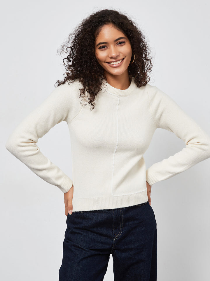 Damen Strickpullover mit schickem Rundhals und modernen Nahtdetails Drune