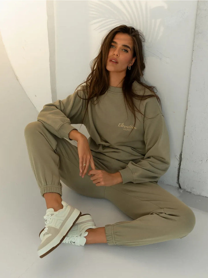 Damen lässiges Sweatshirt und Jogginghose Set Drune